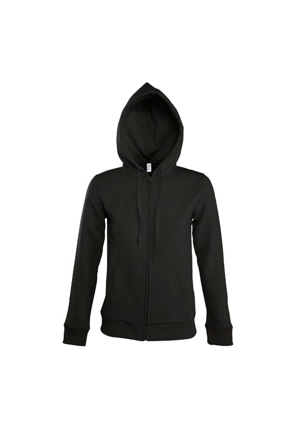 SOL'S - Damska Bluza Z Kapturem Seven Full Zip. Typ kołnierza: kaptur. Kolor: czarny