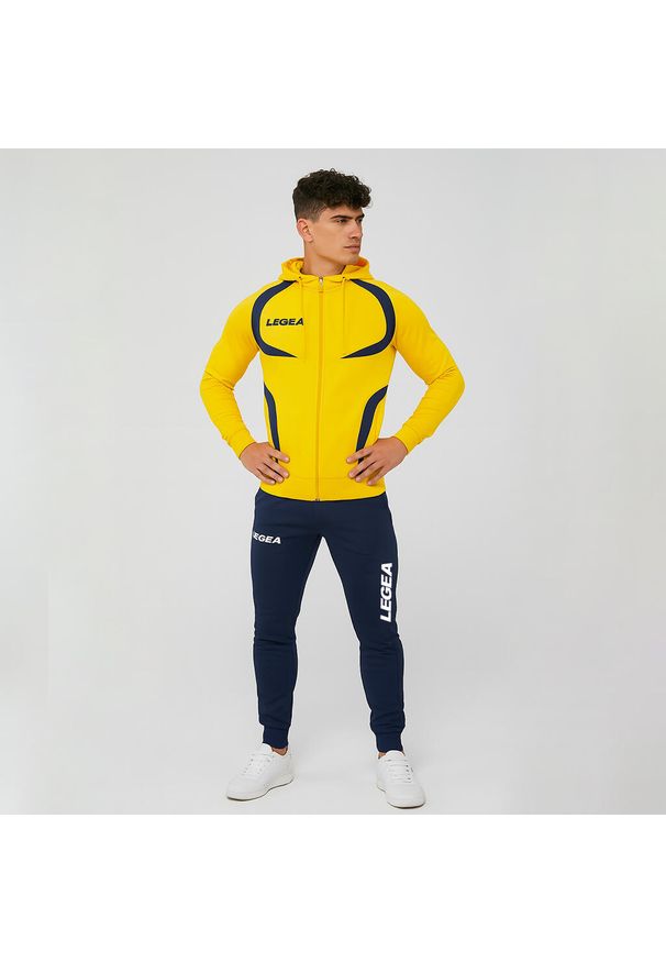 LEGEA - Komplet sportowy TUNISIA BOGOTA rozmiar dziecięcy. Okazja: na uczelnię. Kolor: żółty. Materiał: dresówka. Wzór: haft. Styl: sportowy