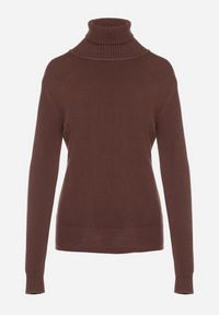 Born2be - Brązowy Sweter z Golfem z Domieszką Kaszmiru i Wiskozy Zaisma. Okazja: na co dzień. Typ kołnierza: golf. Kolor: brązowy. Materiał: wiskoza, kaszmir. Długość rękawa: długi rękaw. Długość: długie. Styl: casual, elegancki #5