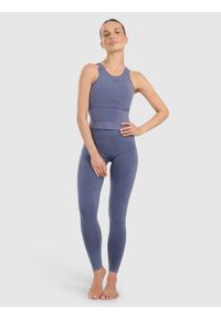 4f - 4F Top do jogi i pilatesu slim szybkoschnący damski - granatowy XS/S. Kolor: niebieski. Materiał: guma, włókno, elastan, materiał. Sport: joga i pilates