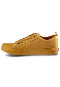 Musztardowe Trampki Cross Jeans Damskie Modne Buty. Okazja: na co dzień. Kolor: żółty. Materiał: guma, materiał. Styl: casual, klasyczny #6