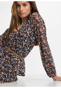 bonprix - Sukienka mini z siatkowego materiału. Kolor: czarny. Materiał: materiał. Wzór: kwiaty. Długość: mini #2