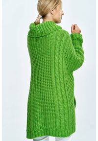 PeeKaBoo - Luźny sweter jak ponczo z golfem zielony z wełną. Typ kołnierza: golf. Kolor: zielony. Materiał: wełna. Styl: elegancki