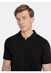 Pako Lorente - PAKO LORENTE - Czarne bawełniane polo w prążki. Okazja: na co dzień. Typ kołnierza: polo. Kolor: czarny, niebieski. Materiał: bawełna. Długość rękawa: krótki rękaw. Długość: krótkie. Wzór: prążki. Styl: casual #6