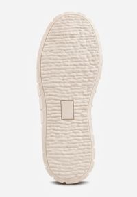 Renee - Beżowe Sneakersy VICES na Tłoczonej Podeszwie w Stylu Chunky Myninis. Okazja: na co dzień. Kolor: beżowy. Materiał: skóra, koronka. Obcas: na platformie #6