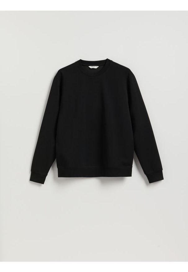 Reserved - Bluza regular z bawełną - czarny. Kolor: czarny. Materiał: bawełna