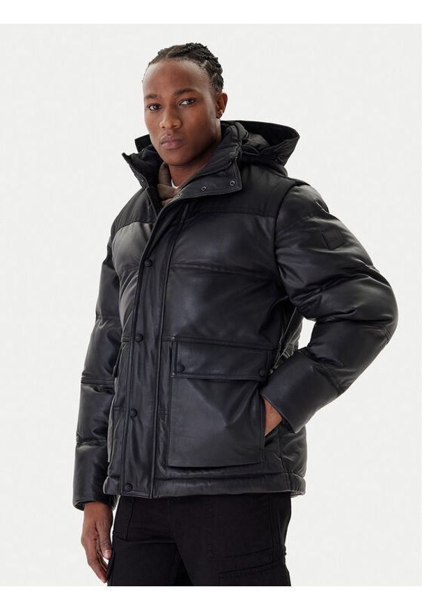 BOSS - Boss Kurtka skórzana Jolam 50522219 Czarny Relaxed Fit. Kolor: czarny. Materiał: skóra