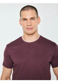 Big-Star - koszulka męska z kontrastowym wykończeniem bordowa micel 604. Kolor: czerwony. Materiał: żakard, sztruks, jeans, dzianina #5