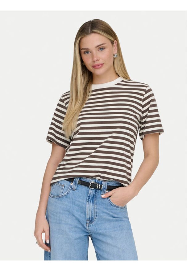 only - ONLY T-Shirt Livina 15272227 Brązowy Regular Fit. Kolor: brązowy. Materiał: bawełna