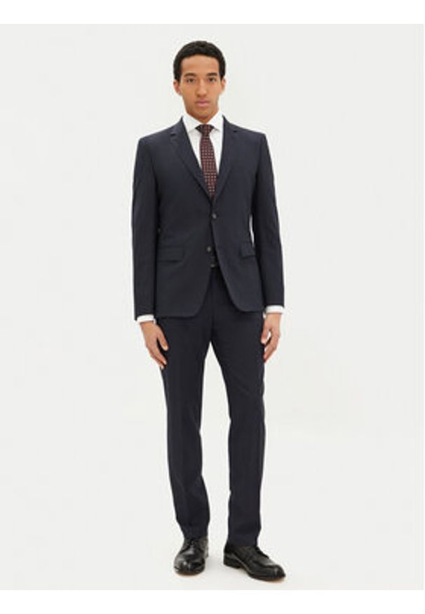 BOSS Garnitur Huge 50534914 Granatowy Slim Fit. Kolor: niebieski. Materiał: syntetyk