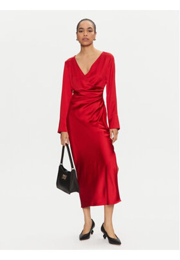 Imperial Sukienka koktajlowa AFGSIBA Czerwony Regular Fit. Kolor: czerwony. Materiał: syntetyk. Styl: wizytowy