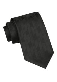 Angelo di Monti - Krawat Męski - Czarny z Geometryczną Fakturą. Kolor: czarny. Materiał: tkanina. Wzór: geometria. Styl: elegancki, wizytowy #1