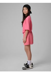 4f - 4F Spodenki dresowe dziewczęce - różowe 158 (12-13 lat). Kolor: różowy. Materiał: dresówka. Sezon: lato #2