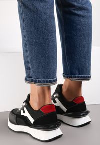Renee - Czarne Sneakersy na Platformie Shulladae. Nosek buta: okrągły. Kolor: czarny. Materiał: skóra ekologiczna, materiał. Obcas: na platformie