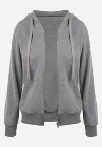 Renee - Ciemnoszara Bluza Rhodothee. Kolor: szary. Materiał: jeans, dzianina. Długość rękawa: na ramiączkach. Długość: długie. Wzór: jednolity. Sezon: jesień, zima. Styl: sportowy