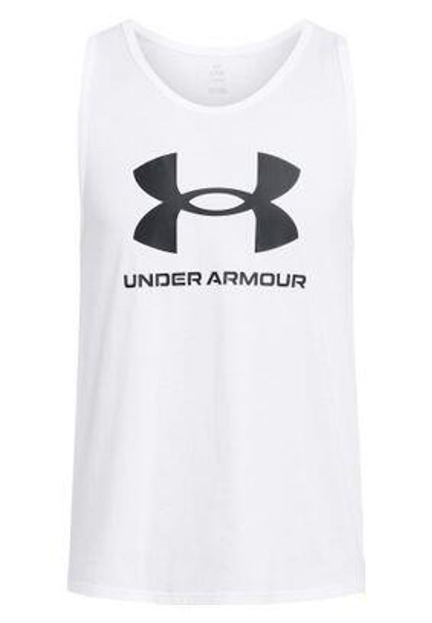Under Armour - Koszulka męska tank top UNDER ARMOUR 1382883 bez rękawów. Kolor: biały. Długość rękawa: bez rękawów