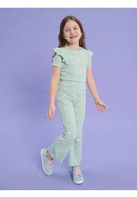 Sinsay - Legginsy rozszerzane u dołu z prążkowanej dzianiny - zielony. Kolor: zielony. Materiał: dzianina, prążkowany #1