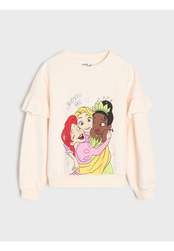 Sinsay - Bluza crewneck z nadrukiem Princess - różowy. Kolor: różowy. Wzór: nadruk