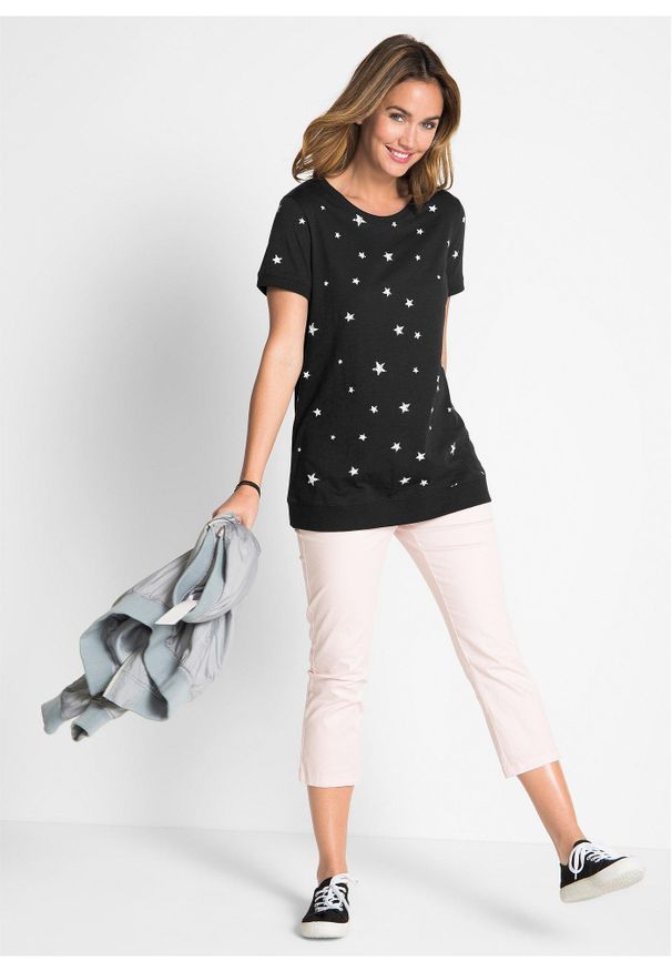 bonprix - Lekki shirt bawełniany, krótki rękaw. Kolor: czarny. Materiał: bawełna. Długość rękawa: krótki rękaw. Długość: krótkie