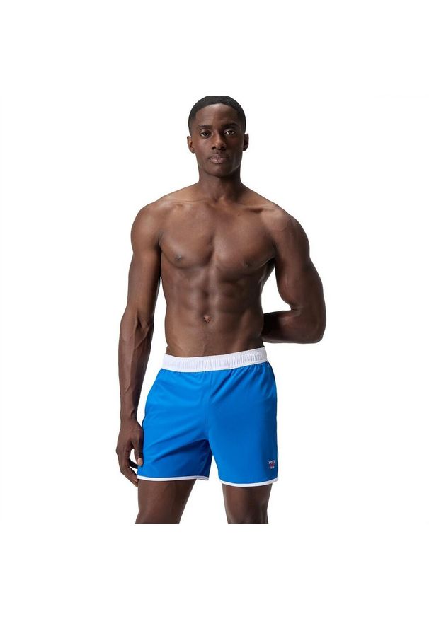 Speedo - Męskie Spodenki Kąpielowe Z Logo Volley. Kolor: niebieski. Styl: sportowy