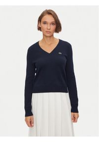 Lacoste Sweter AF3324 Granatowy Regular Fit. Kolor: niebieski. Materiał: bawełna #1