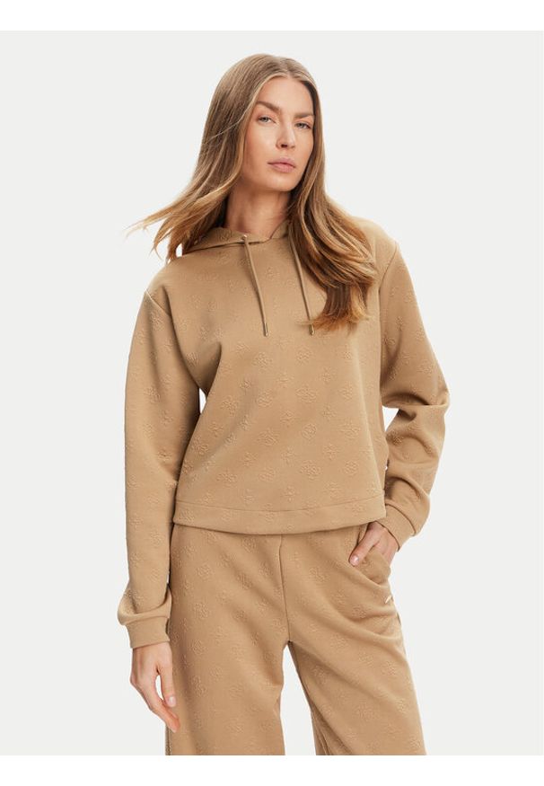 Guess Bluza V5YQ04 KBSL2 Beżowy Regular Fit. Kolor: beżowy. Materiał: syntetyk
