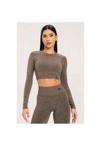 GYM GLAMOUR - Koszulka fitness damska Gym Glamour z długim rękawem seamless. Kolor: szary. Długość rękawa: długi rękaw. Długość: długie. Styl: glamour