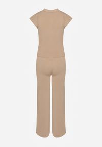 Renee - Beżowy Komplet Kamizelka i Spodnie Regular Annavie. Kolor: beżowy. Materiał: materiał #3