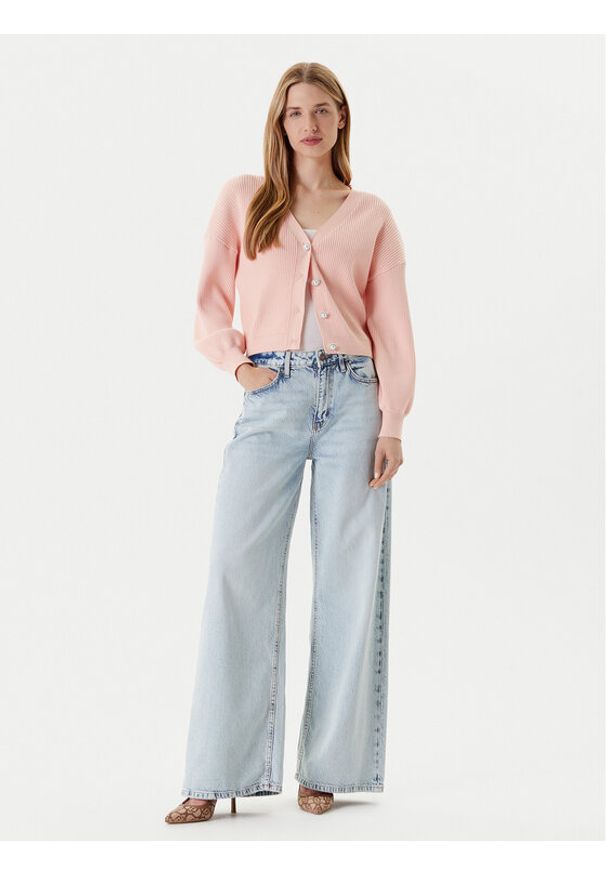 Guess Kardigan W5YR07 Z2ZK2 Różowy Oversize. Kolor: różowy. Materiał: bawełna