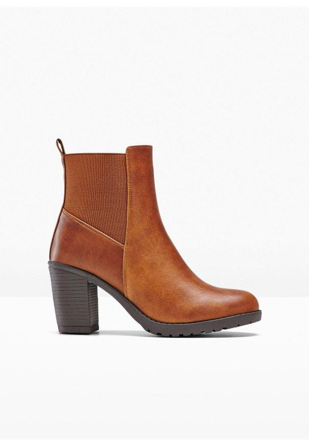 bonprix - Krótkie botki. Kolor: brązowy