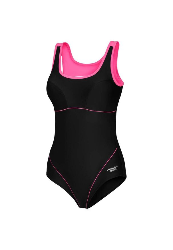 Strój jednoczęściowy pływacki damski Aqua Speed Cora. Kolor: różowy, wielokolorowy, czarny