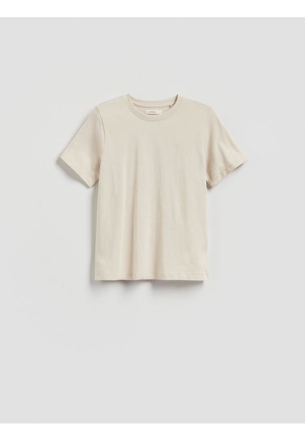 Reserved - Bawełniany T-shirt z haftem - inny. Materiał: bawełna. Wzór: haft