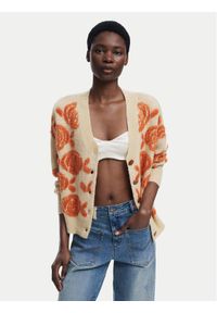 Desigual Kardigan Carter 25WWJF22 Beżowy Relaxed Fit. Kolor: beżowy. Materiał: syntetyk