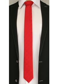 Krwisto -Czerwony Elegancki Krawat -Angelo di Monti- 6 cm, Męski, Niebieskie Kwadraciki. Kolor: niebieski, czerwony, wielokolorowy. Wzór: geometria. Styl: elegancki