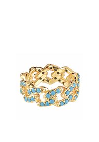 CRYSTAL HAZE - Pierścionek z niebieskimi kamieniami Mexican. Materiał: złote, pozłacane. Kolor: niebieski #1