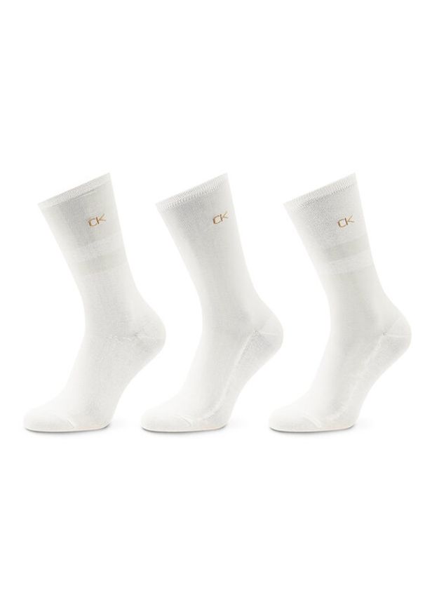 Calvin Klein Zestaw 3 par wysokich skarpet damskich 701219848 Biały. Kolor: biały. Materiał: materiał