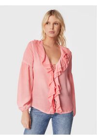 Guess Bluzka W3RH58 WF5K0 Różowy Regular Fit. Kolor: różowy. Materiał: wiskoza, jedwab