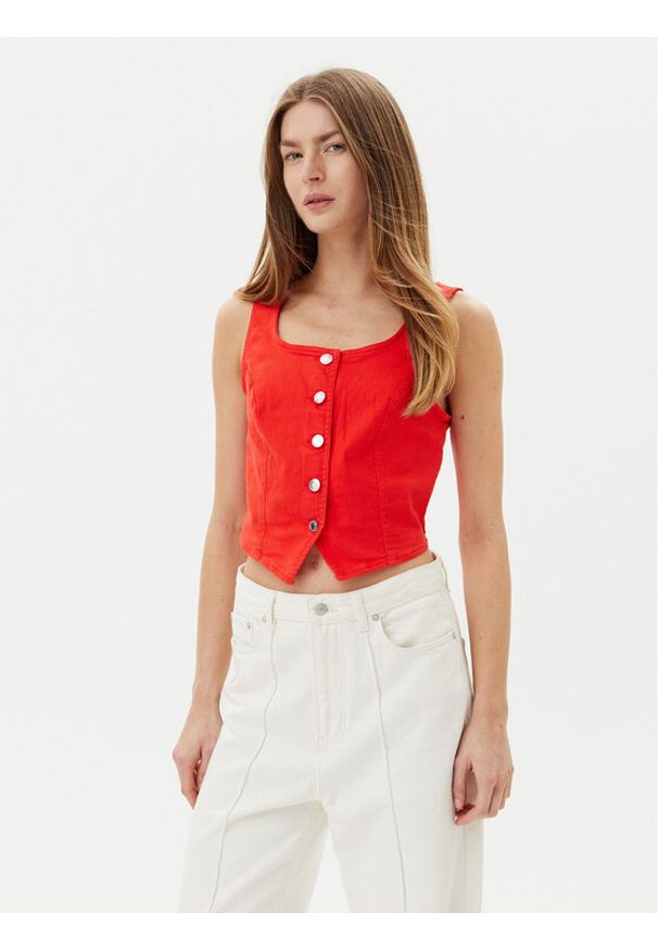 Vero Moda Kamizelka Wild Alinia 10323777 Czerwony Slim Fit. Kolor: czerwony. Materiał: bawełna
