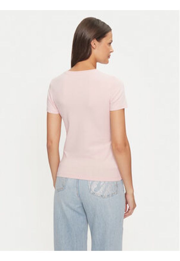 Guess Jeans T-Shirt W4YI01 J1314 Różowy Slim Fit. Kolor: różowy. Materiał: bawełna