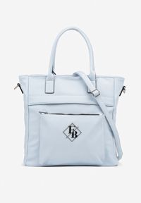 Renee - Niebieska Torebka Typu Shopper z Paskiem Crossbody Zdobiona Aplikacją Idaniela. Kolor: niebieski. Wzór: aplikacja. Dodatki: z aplikacjami. Materiał: zdobione. Styl: elegancki, casual. Rodzaj torebki: na ramię