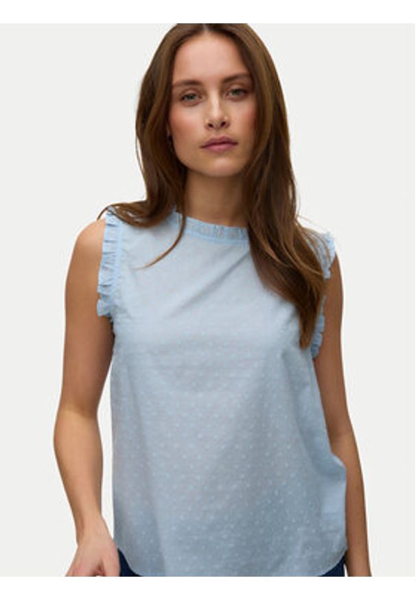 Vero Moda Top Trine 10342734 Niebieski jasny Regular Fit. Kolor: niebieski. Materiał: bawełna