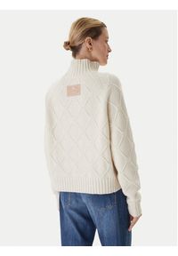 Elisabetta Franchi Sweter MK-55T-57E2 Biały Regular Fit. Kolor: biały. Materiał: wełna