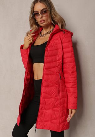 Czerwona kurtka Reserved z kapturem 0283P-53X - Kurtki damskie