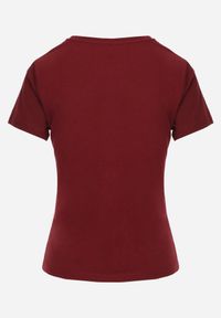 Born2be - Bordowy Bawełniany T-shirt w Klasycznym Stylu Nedila. Kolor: czerwony. Materiał: bawełna. Długość: długie. Styl: klasyczny #2