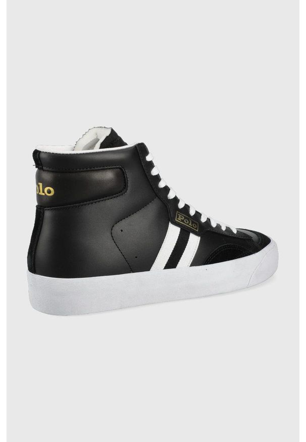 Polo Ralph Lauren sneakersy skórzane GERVIN kolor czarny. Nosek buta: okrągły. Zapięcie: sznurówki. Kolor: czarny. Materiał: skóra. Szerokość cholewki: normalna. Obcas: na obcasie. Wysokość obcasa: niski