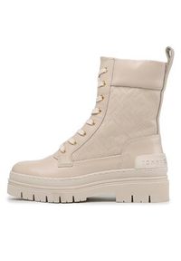 TOMMY HILFIGER - Tommy Hilfiger Botki Lace Up Zip Boot Monogram FW0FW06849 Beżowy. Kolor: beżowy. Materiał: skóra #4