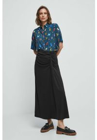 medicine - Medicine spódnica kolor czarny maxi prosta. Okazja: na co dzień. Stan: podwyższony. Kolor: czarny. Materiał: dzianina. Wzór: gładki. Styl: casual #3