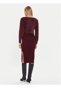 Morgan Sukienka dzianinowa 242-RMONA Bordowy Slim Fit. Kolor: czerwony. Materiał: syntetyk #7