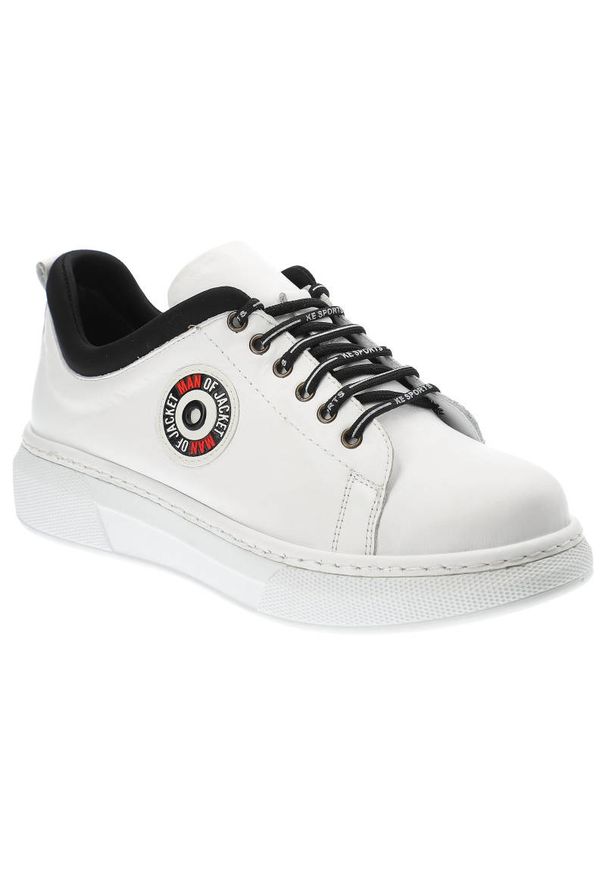 Białe Sneakersy Ravini Modne Skórzane Buty Damskie. Okazja: na spotkanie biznesowe. Kolor: biały. Materiał: skóra. Szerokość cholewki: normalna