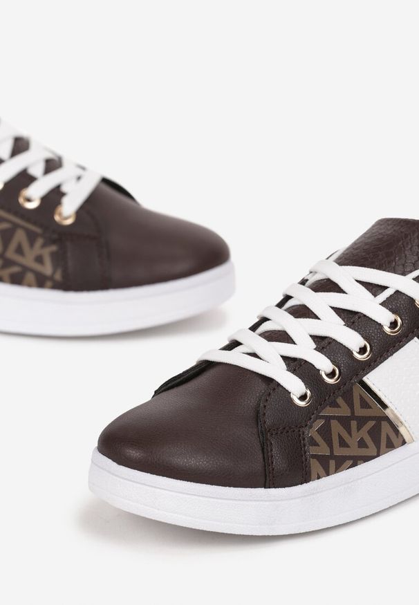 Renee - Brązowe Sneakersy z Printem Casica. Kolor: brązowy. Wzór: nadruk